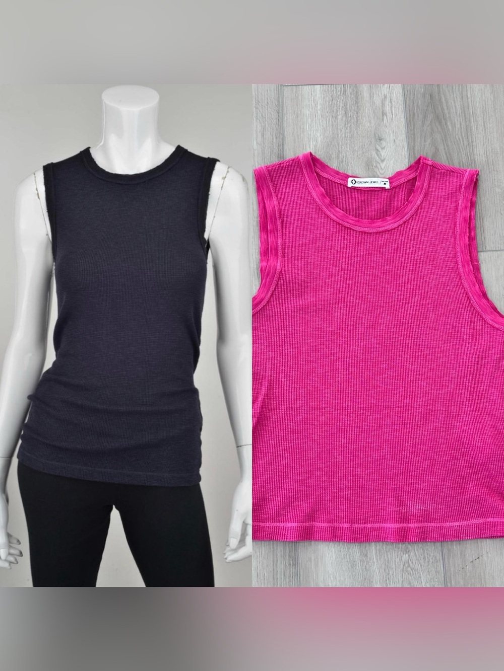 NWOT Crown Jewel Thermal crew tank 20 inch medium pink